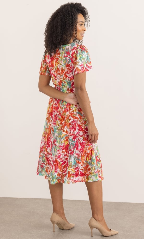 Leaf Printed Floral Lace Dress