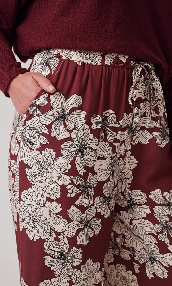 Wide Leg Pull On Floral Print Trousers