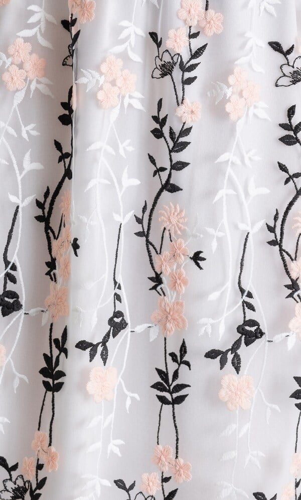 Botanical Embroidered Mesh Pull On Skirt