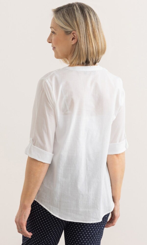 Anna Rose Embroidered And Sequin Cotton Blouse