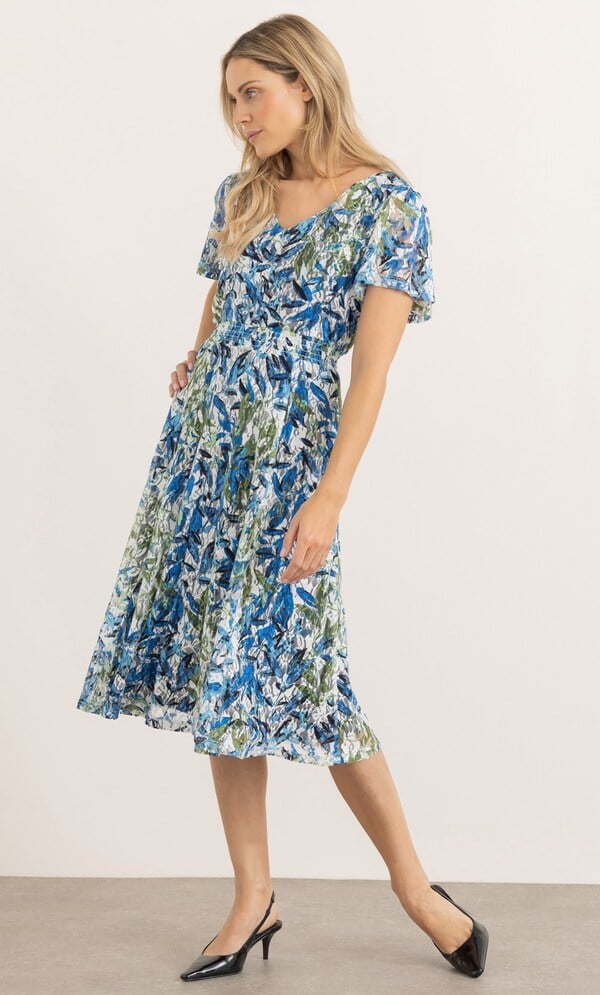 Leaf Printed Floral Lace Dress