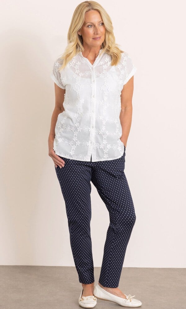 Anna Rose Cotton Applique Blouse