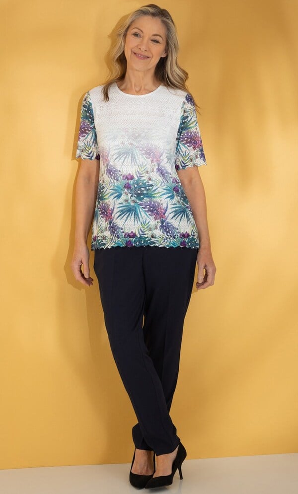 Anna Rose Border Printed Lace Top