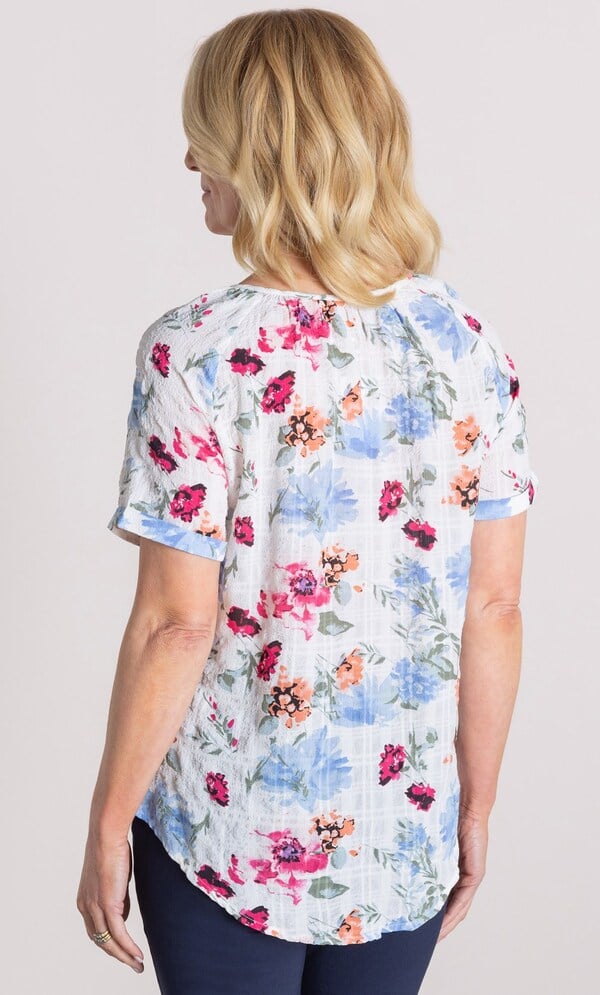 Anna Rose Floral Print Textured Top