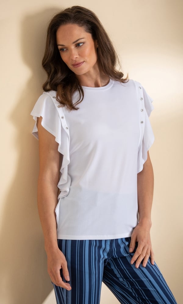Eyelet Trim Jersey Top