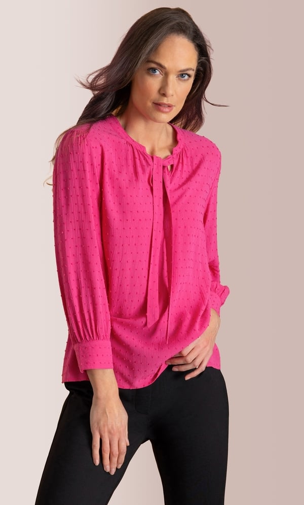Textured Tie Neck Top