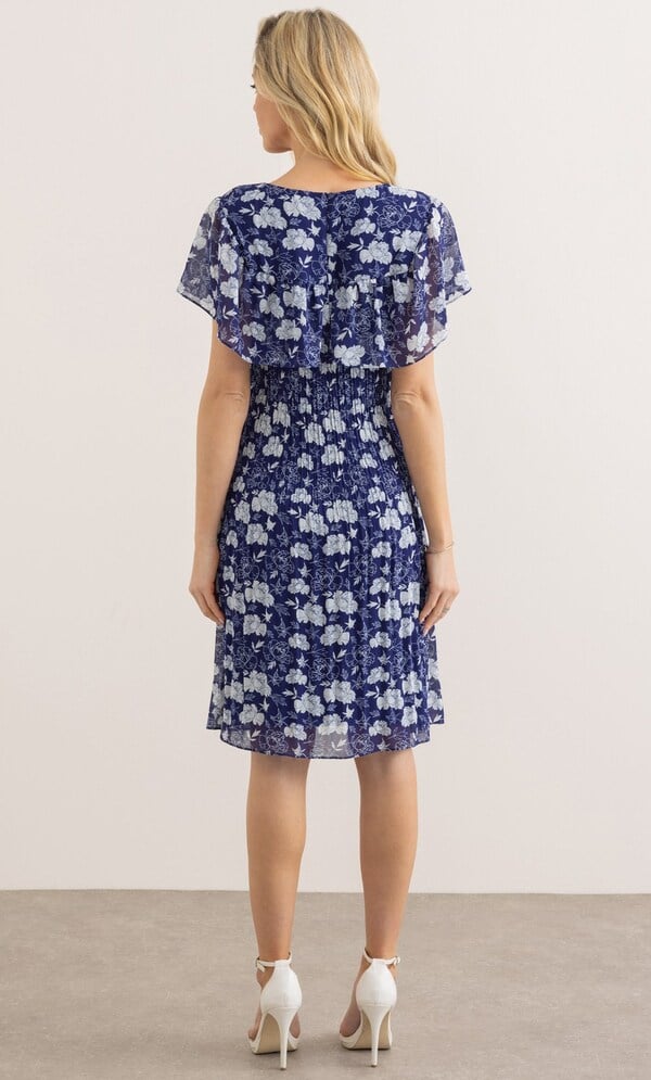 Floral Print Pleated Dress