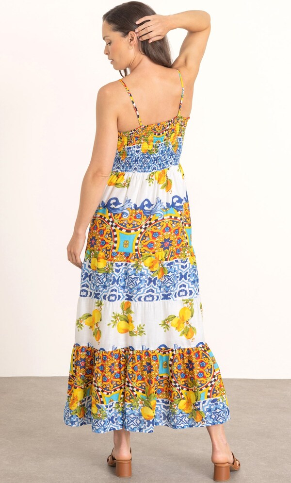 Printed Smocked Cotton Maxi Dress