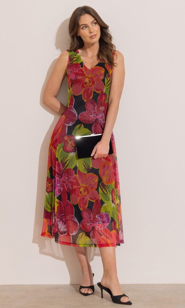 Floral Shimmer Midi Dress