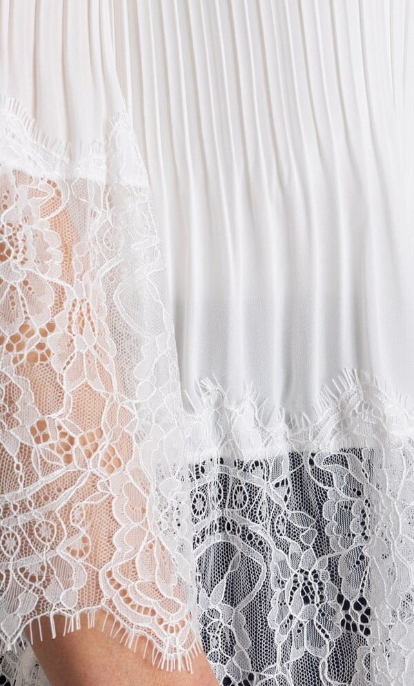 Anna Rose Lace Trim Pleated Cover Up