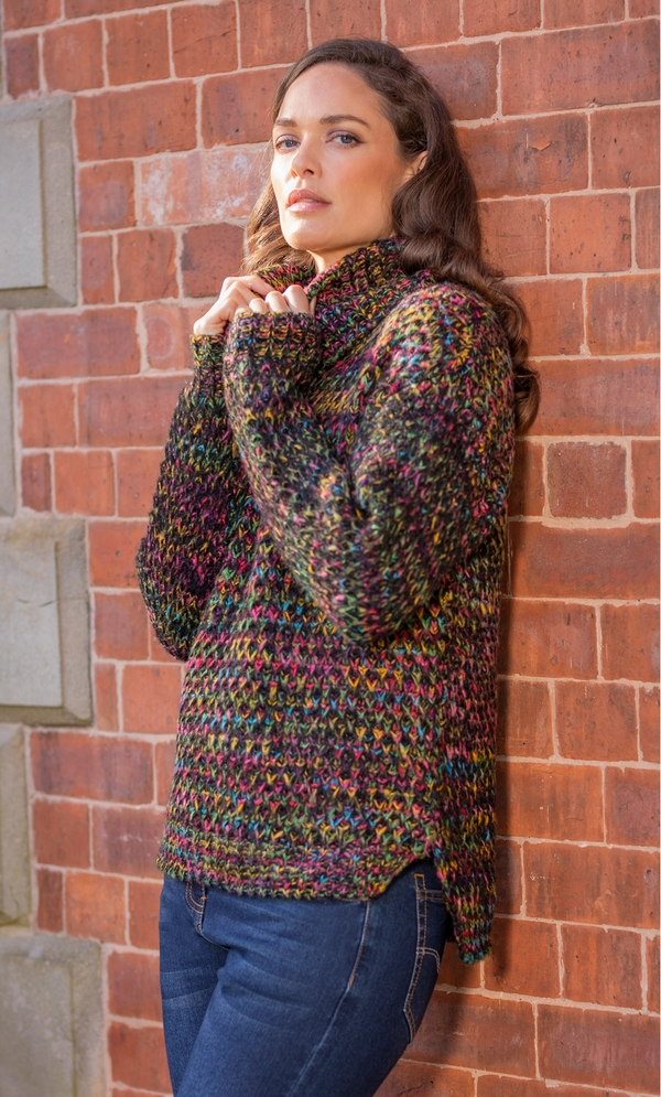 Rainbow Cowl Neck Knit Top