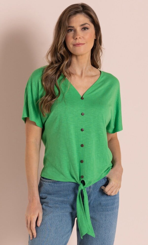 Textured Tie Hem Top