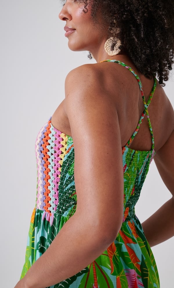 Exotic Print Crochet Cotton Dress