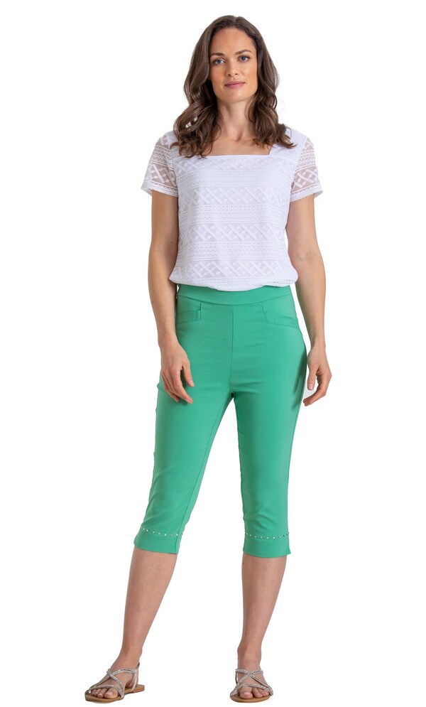 Embellished Pull On Capri Trousers