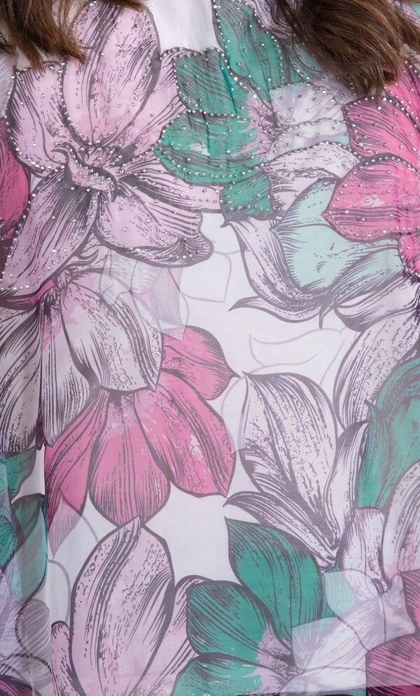 Embellished Printed Chiffon Top