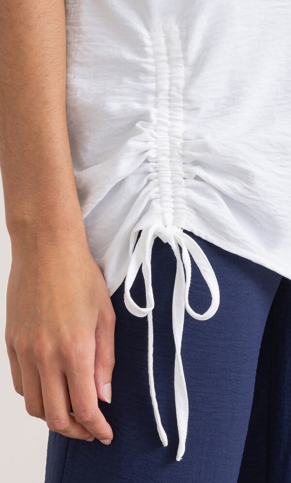 Textured Tie Top With Necklace