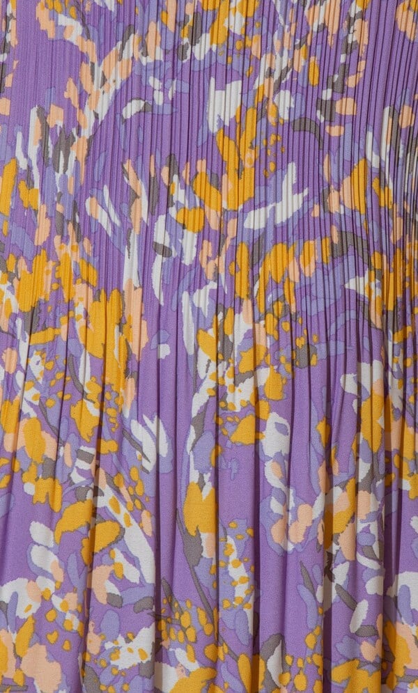 Pleated Print Sleeveless Dress