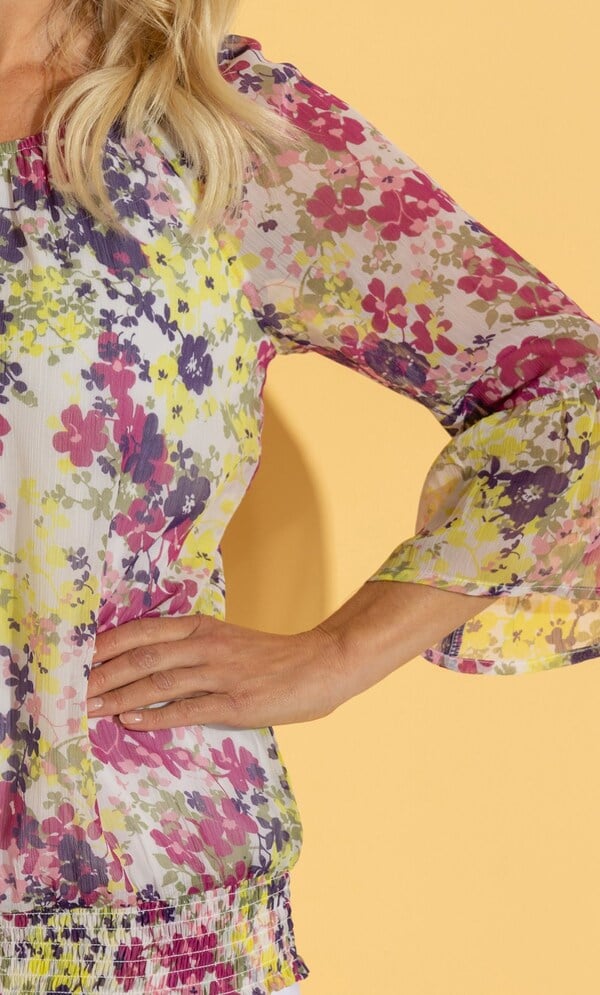 Garden Print Chiffon Top