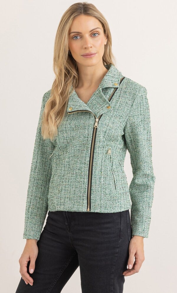 Textured Shimmer Biker Jacket