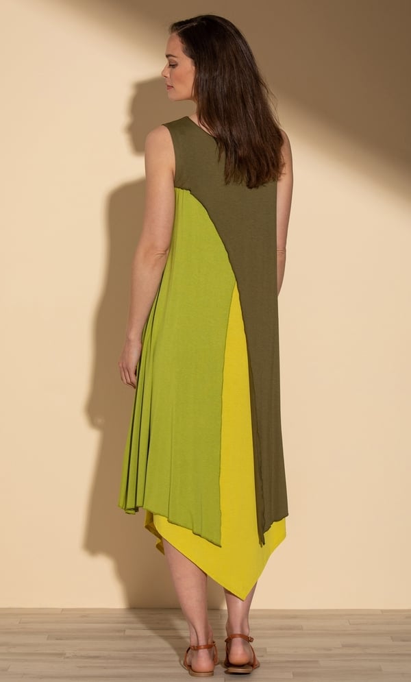 Sleeveless Layered Dip Hem Jersey Midi Dress
