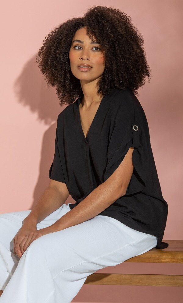 Short Sleeve Relaxed V Neck Top