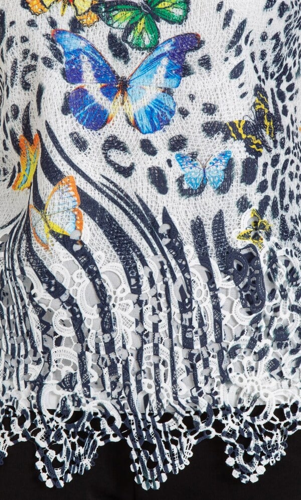 Anna Rose Butterfly Print Lace And Jersey Top