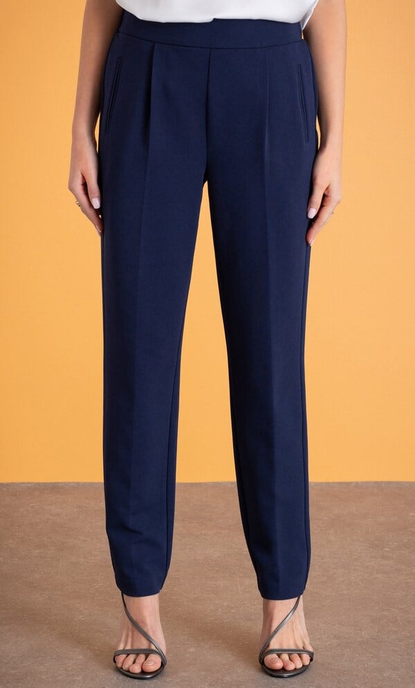 Pull On Slim Leg Crepe Trousers
