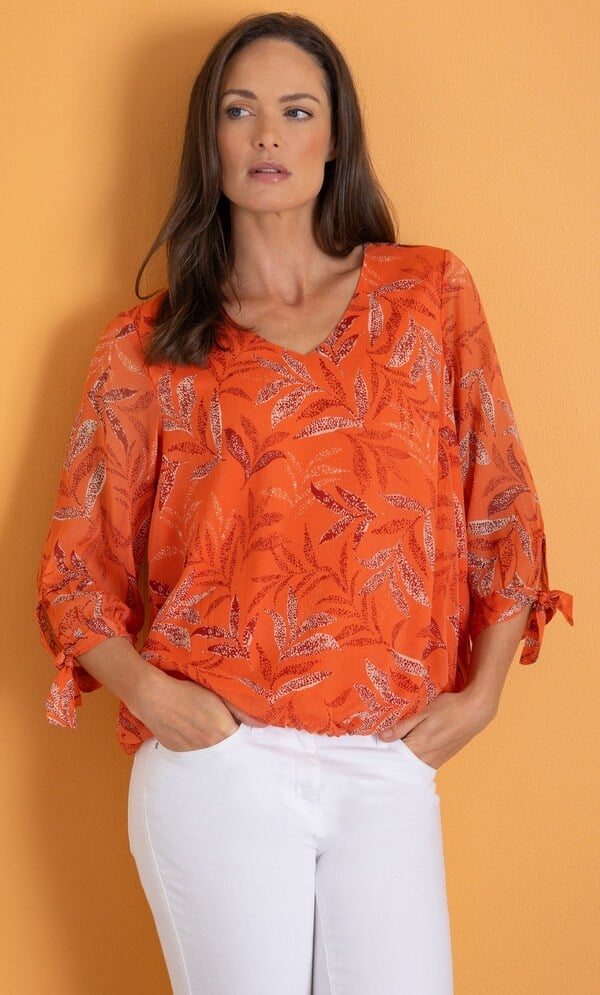 Printed Tie Cuff Top