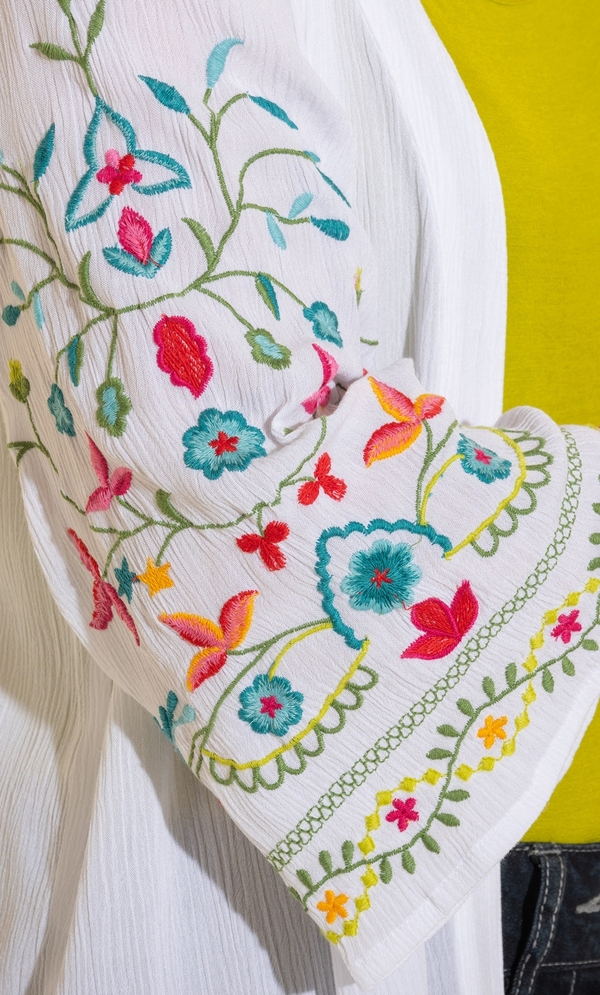 Anna Rose Embroidered Sleeve Cover Up