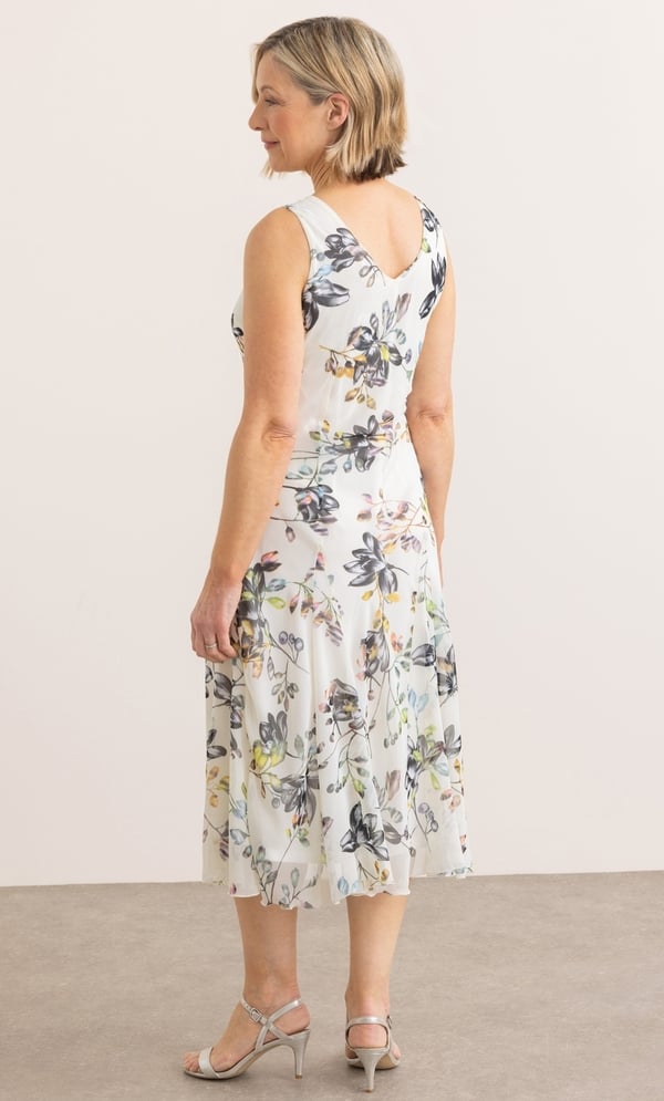 Anna Rose Bias Cut Garden Print Midi Dress