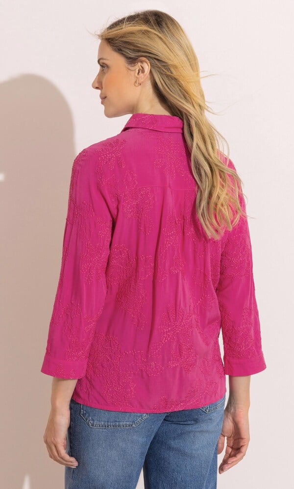 Embroidered Three Quarter Sleeve Blouse