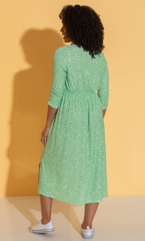 Textured Printed Midi Dress
