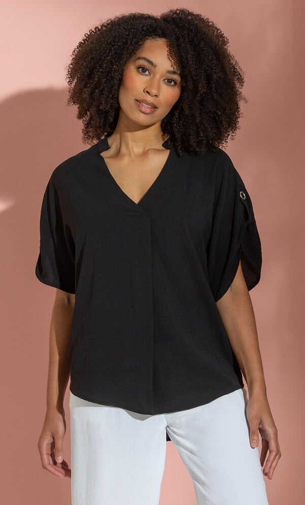 Short Sleeve Relaxed V Neck Top