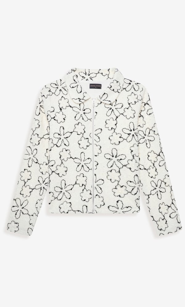 Anna Rose Embellished Zip Boucle Jacket