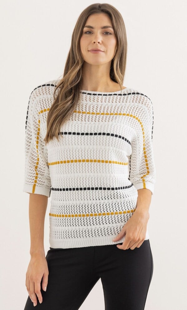 Striped Crochet Knit Jumper