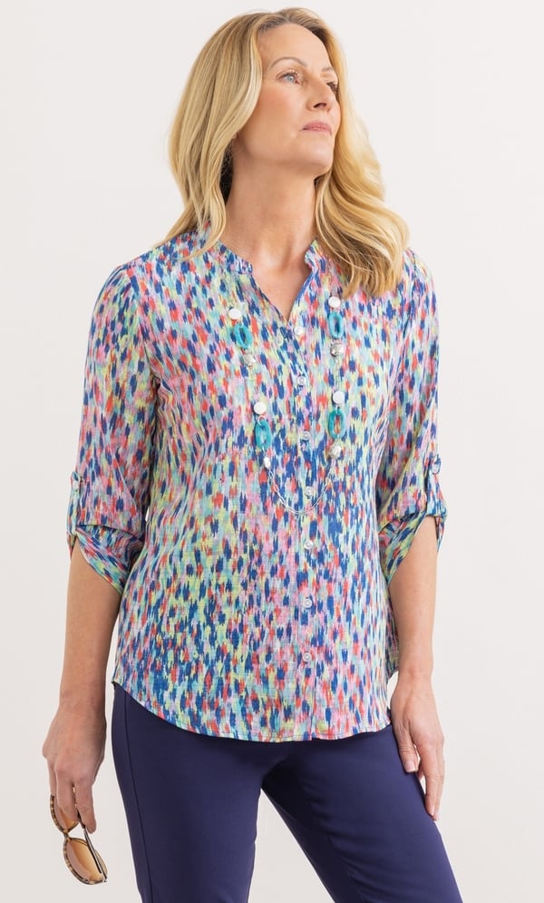 Anna Rose Printed Shirt With Necklace