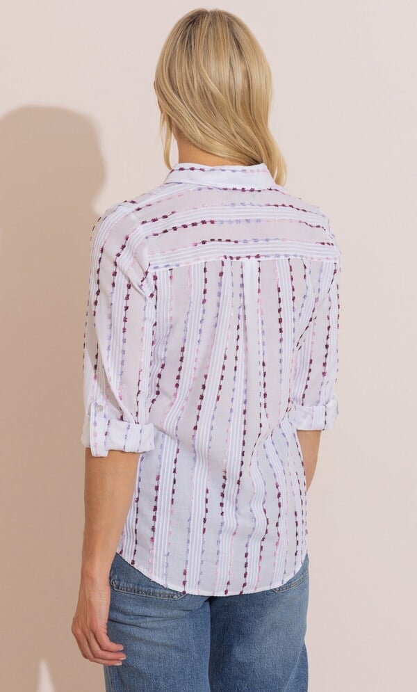 Anna Rose Textured Striped Blouse