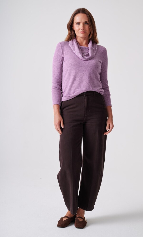 Anna Rose Spot Foil Print Cowl Neck Jumper