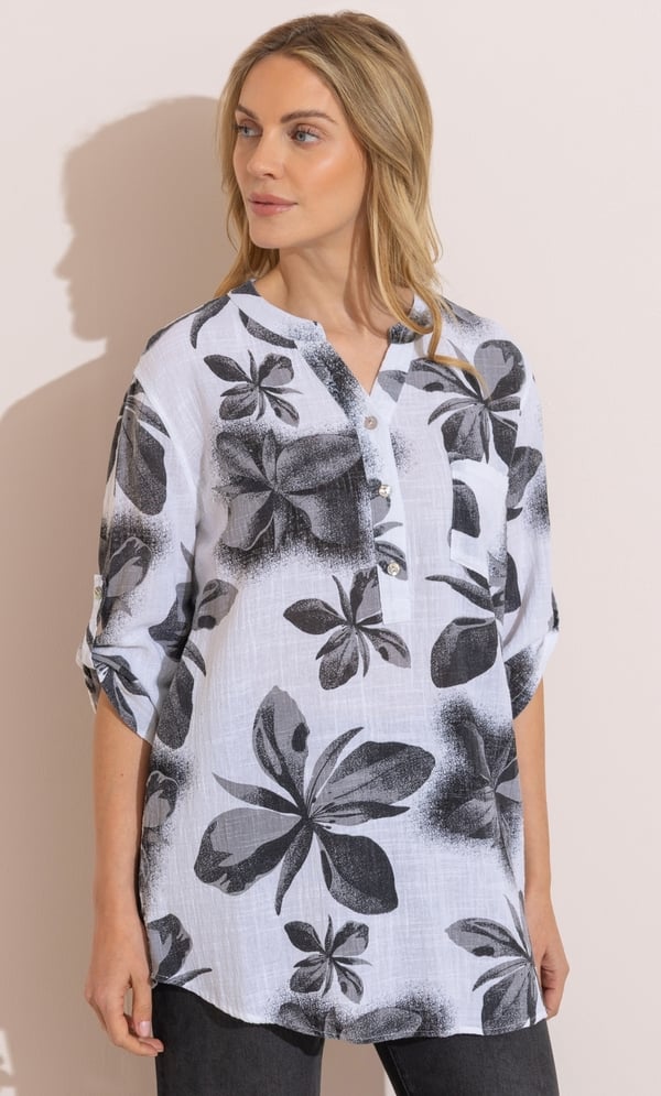 Floral Print Cotton Tunic Top