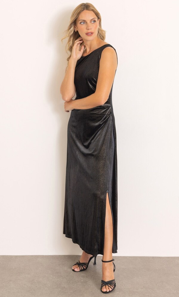 Inche Velvet Jersey Dress - Black Shimmer