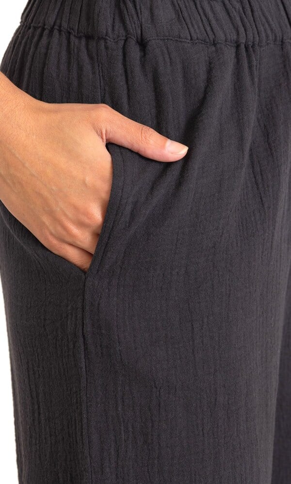 Wide Leg Cropped Cotton Pull On Trousers