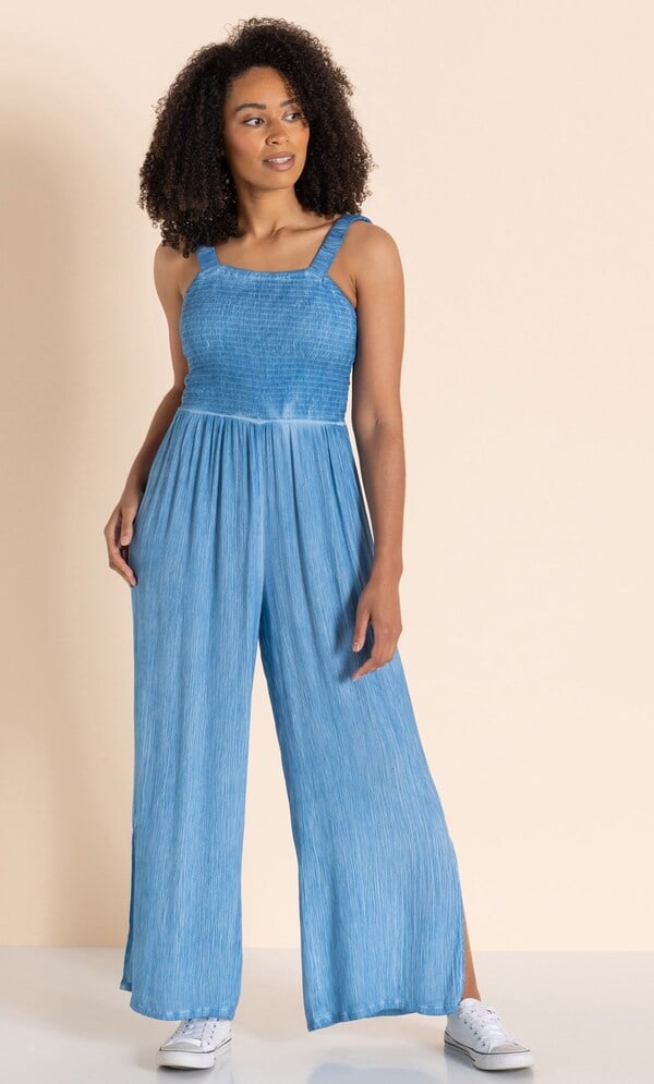 Wide Leg Crinkle Jumpsuit