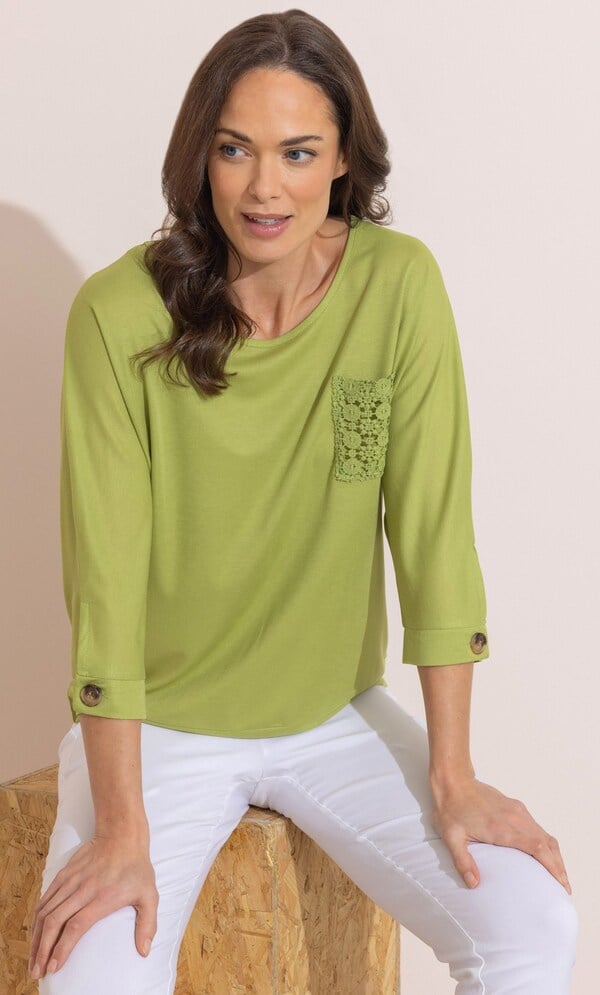 Lace Pocket Jersey Top