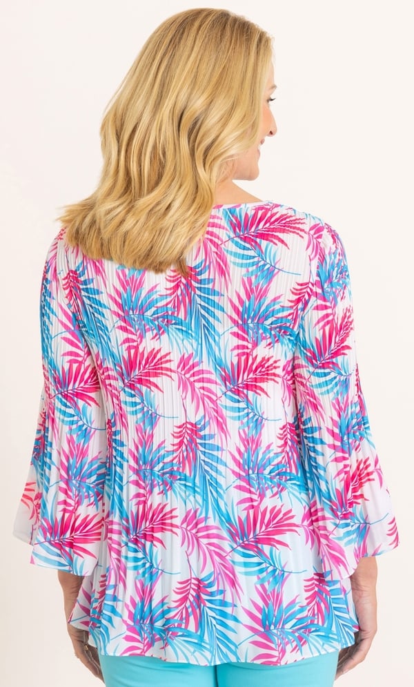 Anna Rose Leaf Print Pleated Top