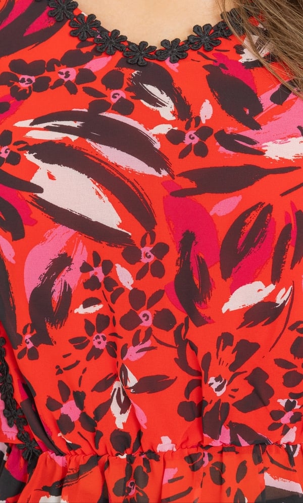 Floral Printed Cape Top