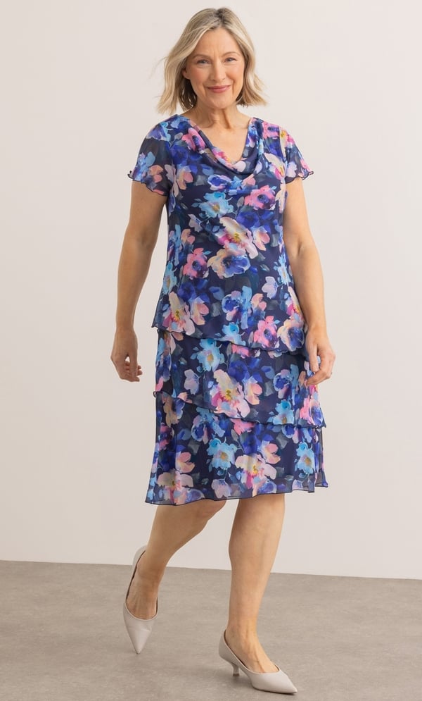 Anna Rose Bouquet Print Layered Dress