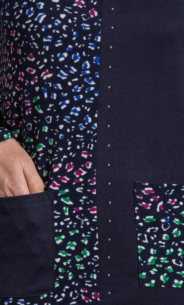 Anna Rose Embellished Patchwork Knit Top