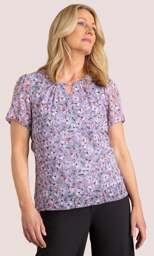 Anna Rose Textured Floral Print Top