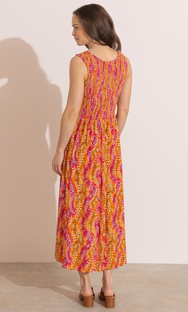 Printed Smocked Midaxi Dress