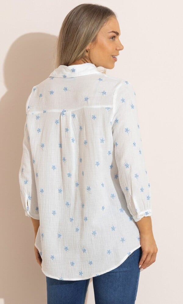 Floral Embroidered Textured Cotton Blouse